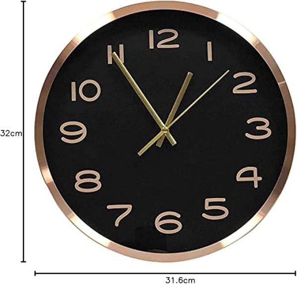 Silent Copper Frame Wall Clock for Home & Office | Modern Black & Copper Analog Clock - Image 11
