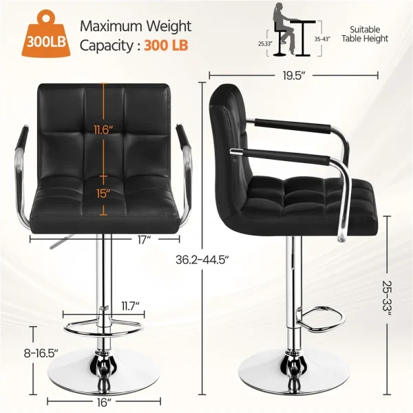 Modern Faux Leather Bar Stools - Image 4