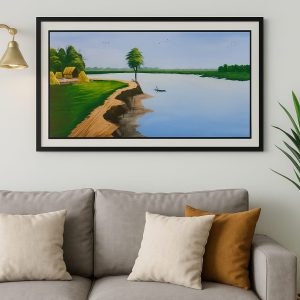 Handmade Bangladeshi river bank painting on canvas