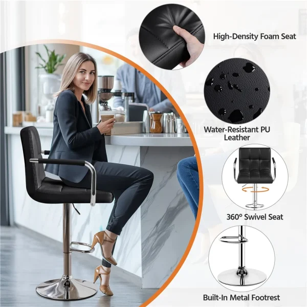 Modern Faux Leather Bar Stools - Image 6