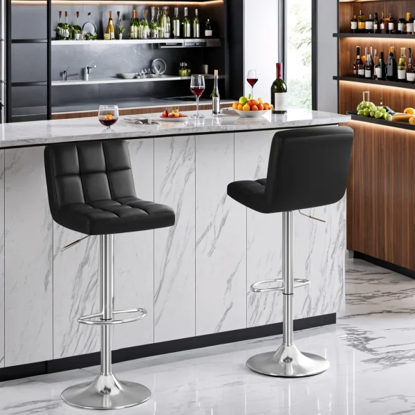 Modern Faux Leather Bar Stools - Image 3
