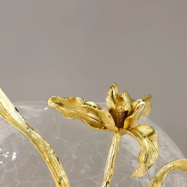Floral Brass and Crack Glass Vases – Elegant Decorative Set - Image 16