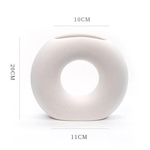 Nordic Donut Ceramic Flower Vase – Minimalist Round Home Decor - Image 7