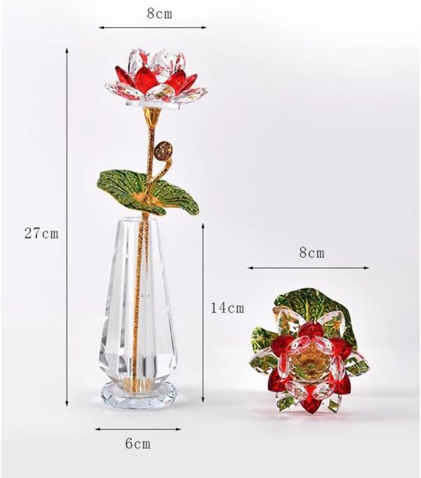 Crystal Glass Lotus Flower – Multicolor Decorative Figurine - Image 15