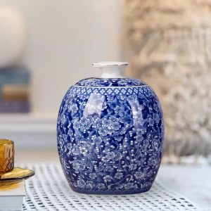 Marvel Ceramic Decor Pot with Nokshi Design – Green & Black