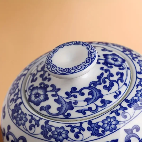 Marvel Blue Ceramic Decor Pot with Airtight Lid | Furnish Fantasy - Image 4