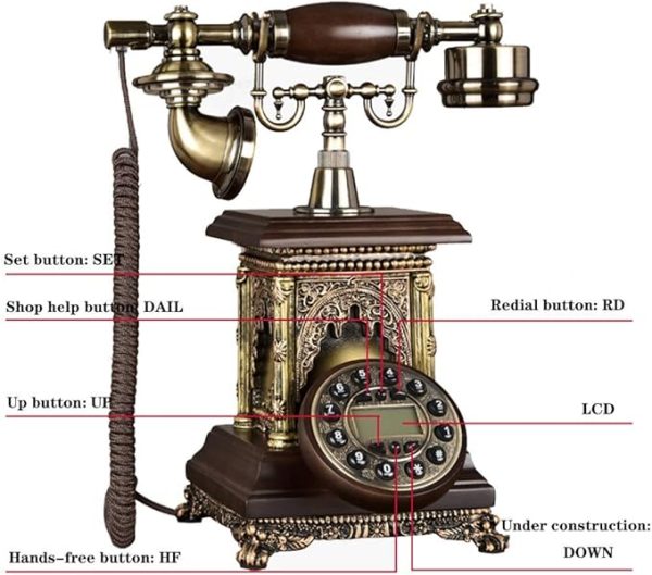 Antique Decorative Telephone Showpiece – Retro Style with Brass & Wood Finish - Image 6