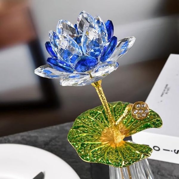 Crystal Glass Lotus Flower – Multicolor Decorative Figurine - Image 14