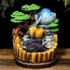Luxury Resin Table Fountain with LED Light and Water Circulation Pump