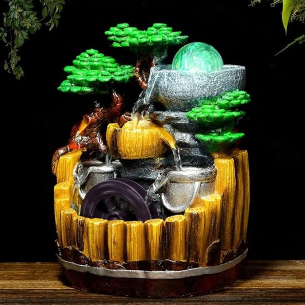 Luxury Resin Indoor Table Fountain with LED Light & Water Pump – Elegant Design - Image 3