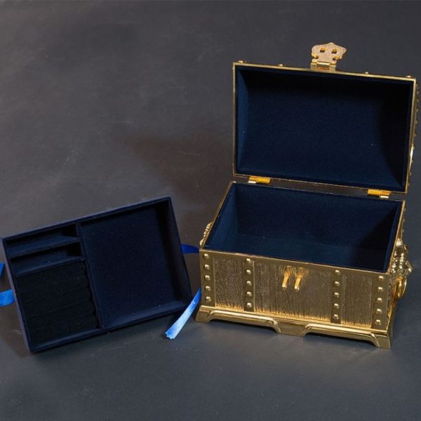 Jewellery & Ornament Box – Vintage Golden Zinc Alloy Chest - Image 13