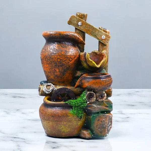 Luxury Resin Table Fountain with LED Light and Water Circulation Pump
