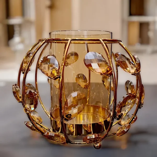 Crystal Candle Holder – Elegant Golden Tealight Stand - Image 5