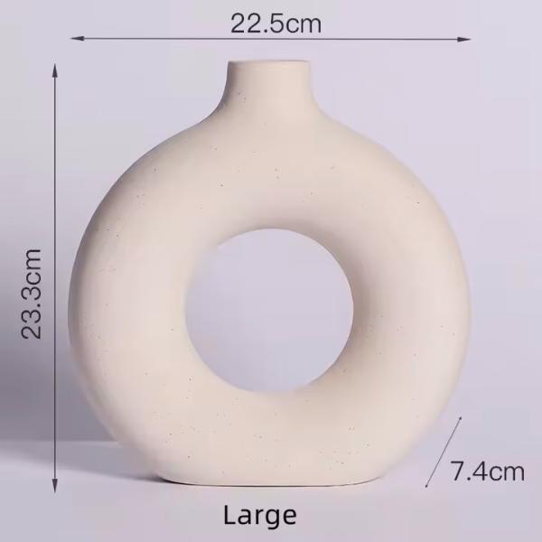 Minimalist Hollow Ceramic Flower Vase – Nordic Donut Design - Image 5