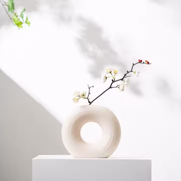 Nordic Donut Ceramic Flower Vase – Minimalist Round Home Decor - Image 5
