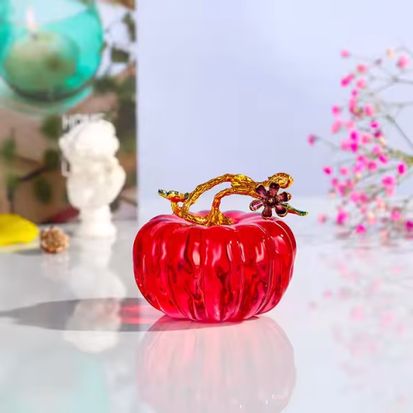 Crystal Pumpkin Ornament Showpiece – Artistic Multicolor Glass Decor - Image 5