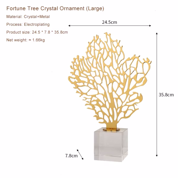 Decorative Metal Leaf Sculpture – Golden Fortune Tree Showpiece - Image 8