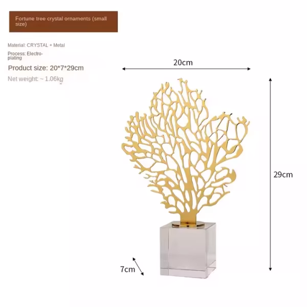 Decorative Metal Leaf Sculpture – Golden Fortune Tree Showpiece - Image 10