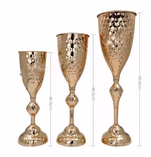 Minimalist Hammered Golden Flower Vase – Large & Small Size - Image 9