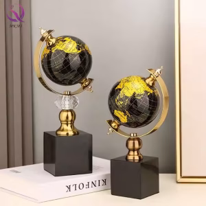 Decorative golden globe with marble base for home and office