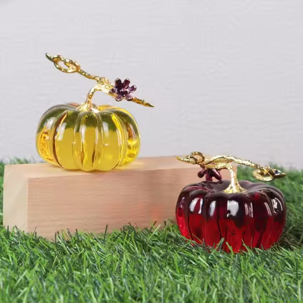 Crystal Pumpkin Ornament Showpiece – Artistic Multicolor Glass Decor - Image 8