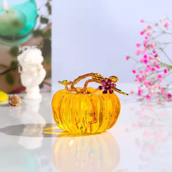 Crystal Pumpkin Ornament Showpiece – Artistic Multicolor Glass Decor - Image 9
