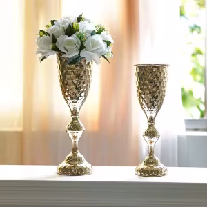 Minimalist hammered golden flower vase – large and small size
