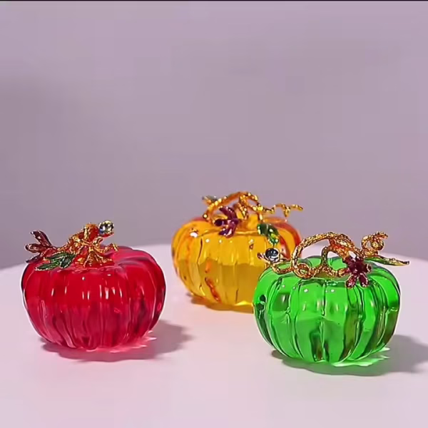 Crystal Pumpkin Ornament Showpiece – Artistic Multicolor Glass Decor - Image 10