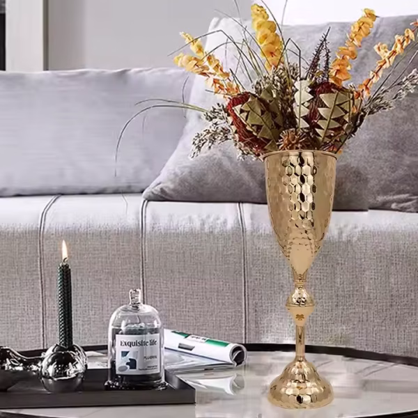 Minimalist Hammered Golden Flower Vase – Large & Small Size - Image 4