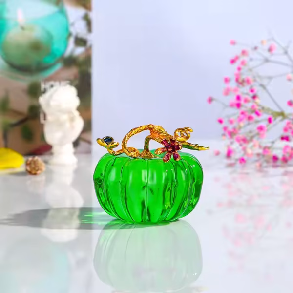 Crystal Pumpkin Ornament Showpiece – Artistic Multicolor Glass Decor - Image 11