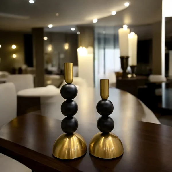Modern Black & Gold Candle Holder Set – 3 Pieces - Image 6