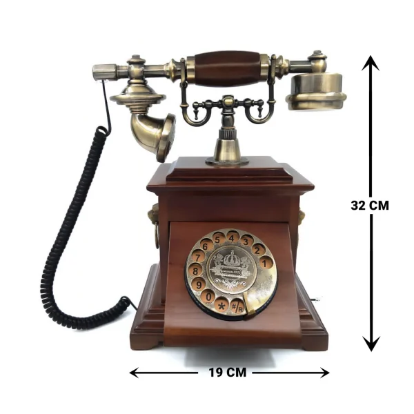 Vintage Rotary Dial Telephone – Wooden & Metal Decorative Corded Phone - Image 4