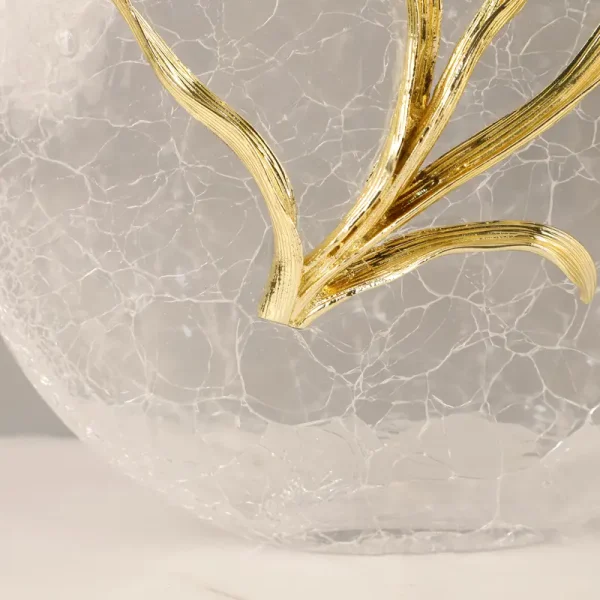 Floral Brass and Crack Glass Vases – Elegant Decorative Set - Image 13