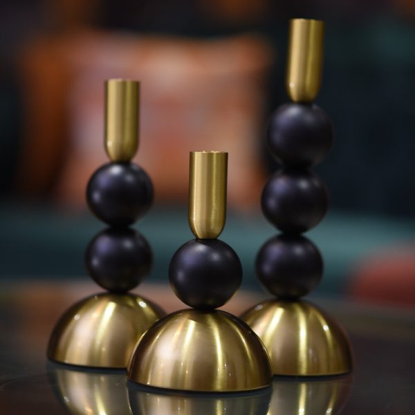Modern Black & Gold Candle Holder Set – 3 Pieces - Image 7