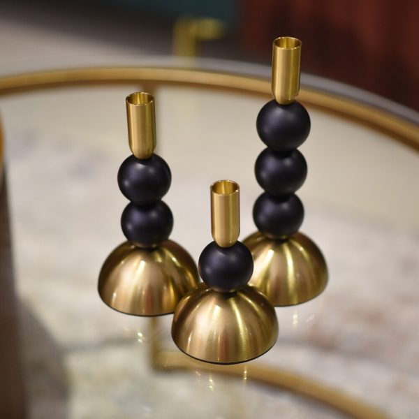 Modern Black & Gold Candle Holder Set – 3 Pieces - Image 8
