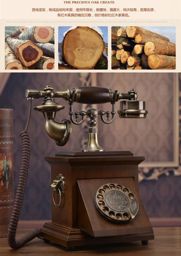 Vintage Rotary Dial Telephone – Wooden & Metal Decorative Corded Phone - Image 6