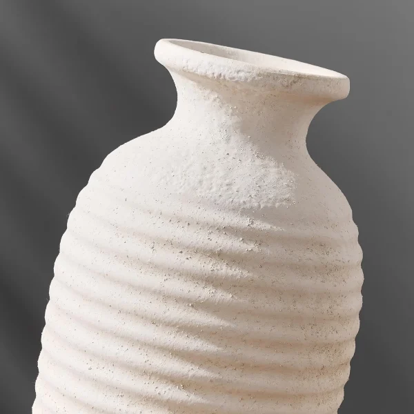 Luxury Decorative Ceramic Flower Vase – Natural Ribbed Texture (14.4") - Image 6