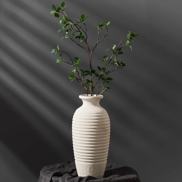 Luxury Decorative Ceramic Flower Vase – Natural Ribbed Texture (14.4") - Image 4
