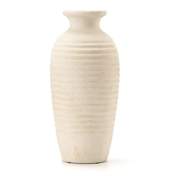 Luxury Decorative Ceramic Flower Vase – Natural Ribbed Texture (14.4") - Image 3