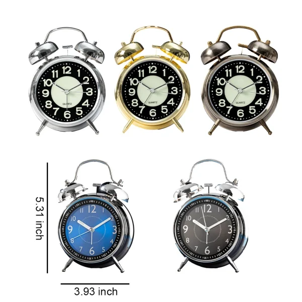 Vintage Twin Bell Alarm Clock – Retro Decorative Table Clock - Image 4