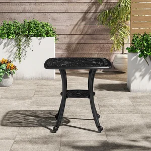 Luxury Garden Square Table – Rust-Free Cast Aluminum Outdoor Table in Red Copper and White