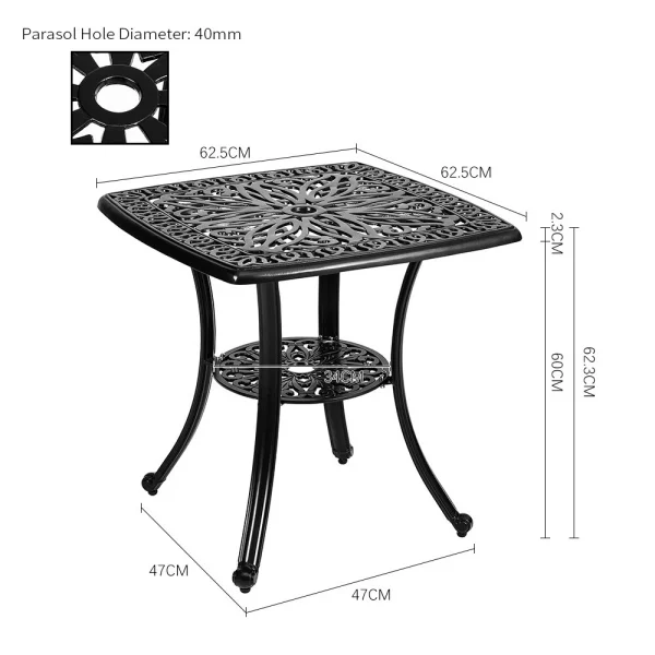 Luxury Garden Square Table – Cast Aluminum Outdoor Dining Table - Image 8