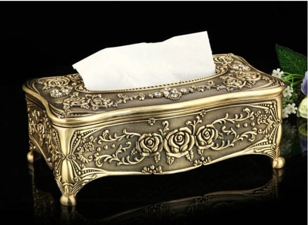 Vintage Rose Embossed Metal Tissue Box Holder | Elegant Home Decor - Image 17