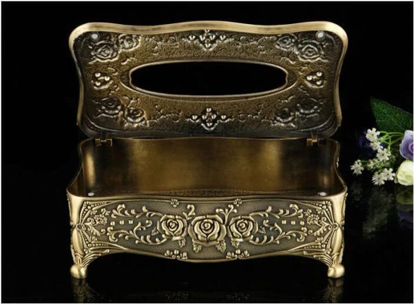 Vintage Rose Embossed Metal Tissue Box Holder | Elegant Home Decor - Image 16