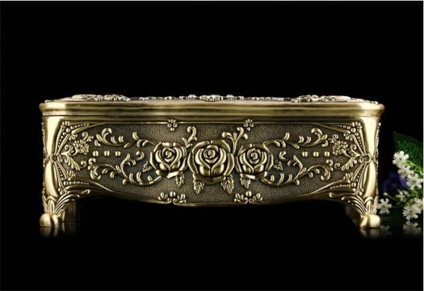 Vintage Rose Embossed Metal Tissue Box Holder | Elegant Home Decor - Image 14