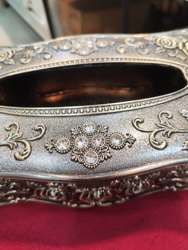Vintage Rose Embossed Metal Tissue Box Holder | Elegant Home Decor - Image 11