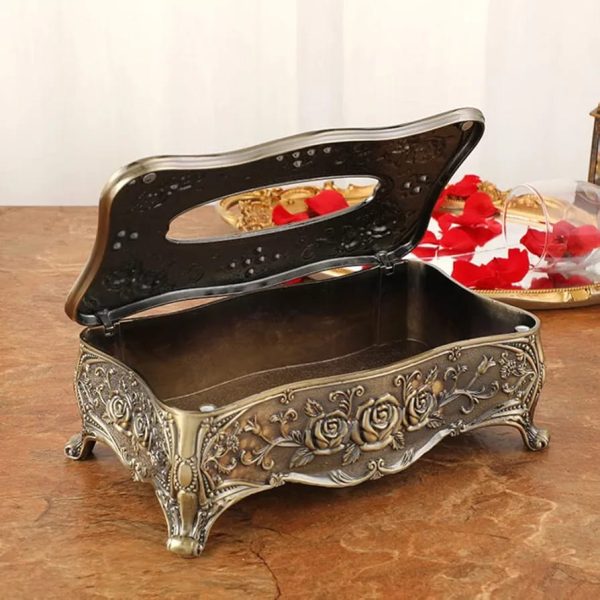 Vintage Rose Embossed Metal Tissue Box Holder | Elegant Home Decor - Image 10