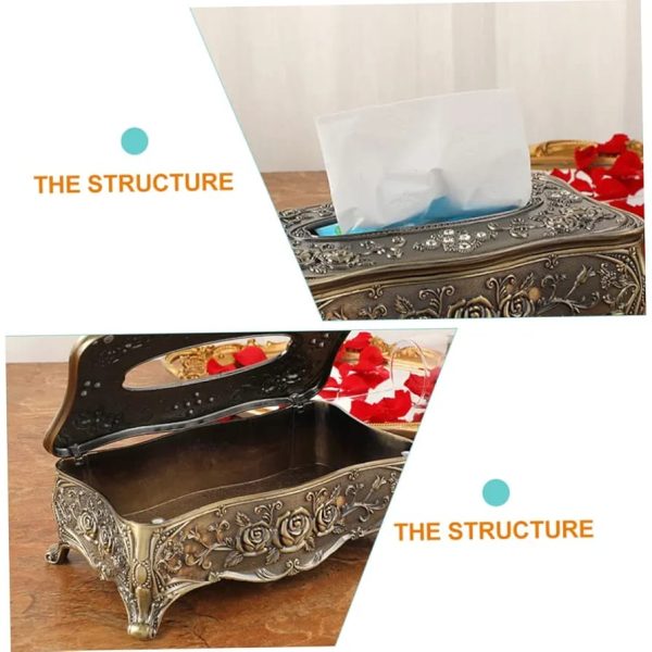 Vintage Rose Embossed Metal Tissue Box Holder | Elegant Home Decor - Image 6