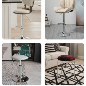 Furnish Fantasy Modern Adjustable Bar Stool Set Chrome Base Fabric Leather Bangladesh
